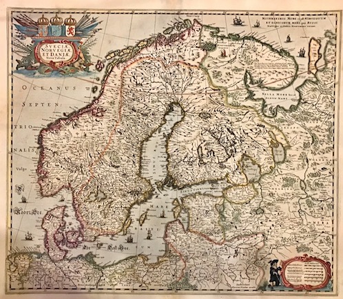 Mercator Gerard - Hondius Jodocus Sueciae, Norvegiae, et Daniae, nova Tabula 1638 Amsterdam 